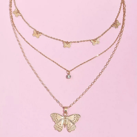🦋Multi layered gold plated butterfly necklace - Picture 5 of 6